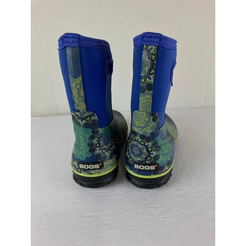 Bogs Classic Mid Mandala Rain Boots Womens 8 Blue Multi  Waterproof